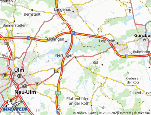 MICHELIN Nersingen map - ViaMichelin
