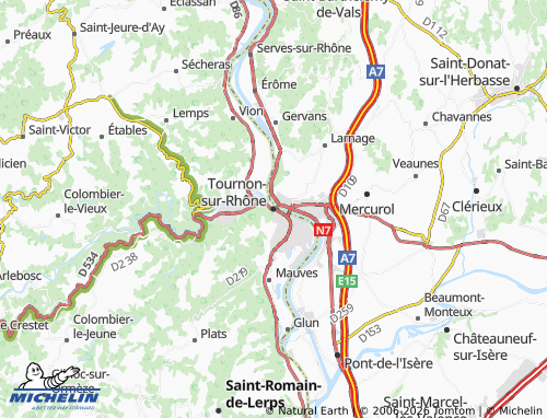 MICHELIN-Landkarte Tournon-sur-Rhône - ViaMichelin