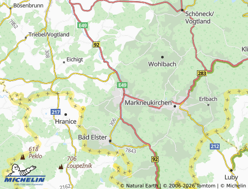 MICHELIN-Landkarte Adorf/Vogtland - ViaMichelin