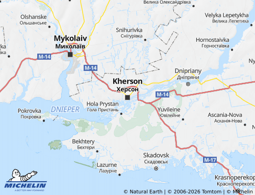 MICHELIN-Landkarte Oblast Cherson - ViaMichelin