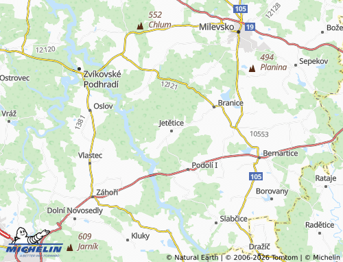 Kaart MICHELIN Jetětice - ViaMichelin