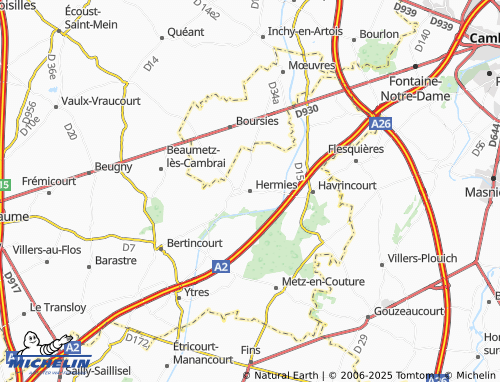 MICHELIN Hermies map - ViaMichelin