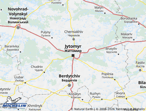 Mappa MICHELIN Oblast di Zytomyr - ViaMichelin