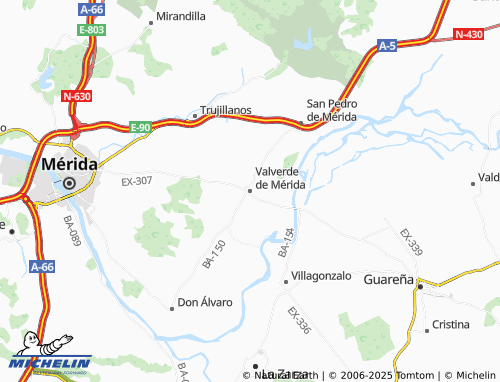 Kaart MICHELIN Valverde de Mérida - ViaMichelin