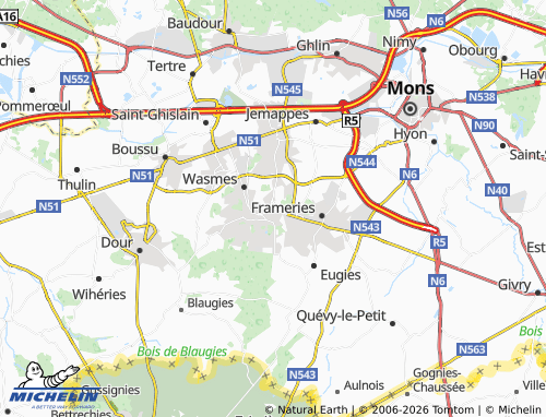 MICHELIN Pâturages map - ViaMichelin