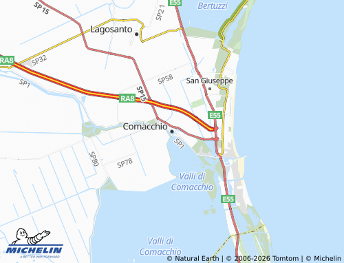 MICHELIN Comacchio map - ViaMichelin