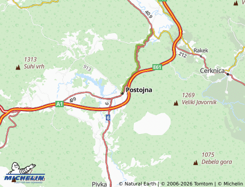 Mapa MICHELIN Postojna - ViaMichelin