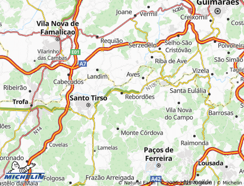 MICHELIN Rebordões map - ViaMichelin