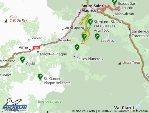 Mappa MICHELIN Peisey-Nancroix - ViaMichelin