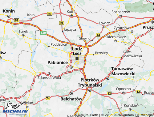 MICHELIN Lodz map - ViaMichelin