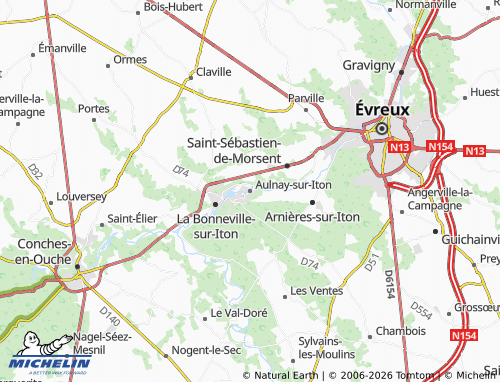 MICHELIN Aulnay-sur-Iton map - ViaMichelin