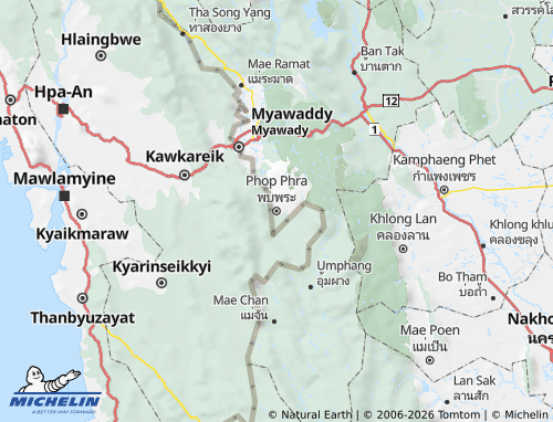 MICHELIN Amphoe Phop Phra map - ViaMichelin
