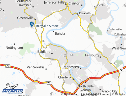 Kaart MICHELIN Monongahela - ViaMichelin