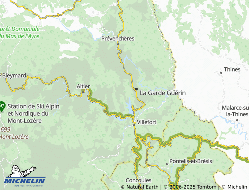 MICHELIN Pourcharesses map - ViaMichelin