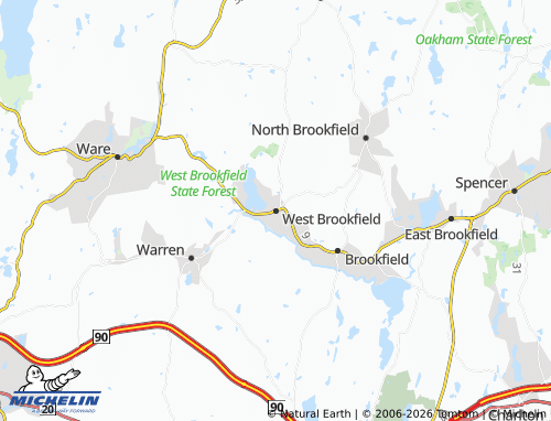 Kaart MICHELIN West Brookfield - ViaMichelin