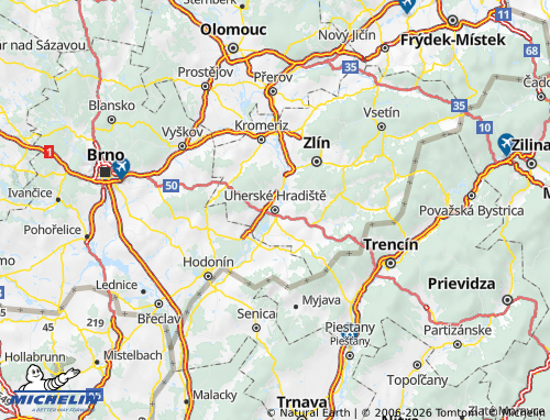 Mappa MICHELIN Uherské Hradiště - ViaMichelin