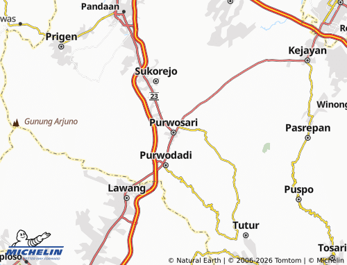 MICHELIN-Landkarte Purwosari - ViaMichelin
