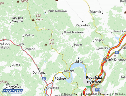 Kaart MICHELIN Klieština - ViaMichelin