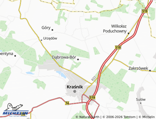 MICHELIN Dąbrowa-Bór map - ViaMichelin