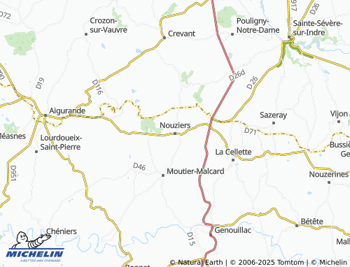 MICHELIN-Landkarte Nouziers - ViaMichelin