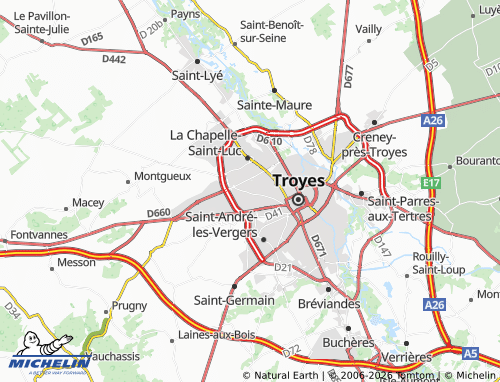 Carte MICHELIN Les Noës-près-Troyes - ViaMichelin