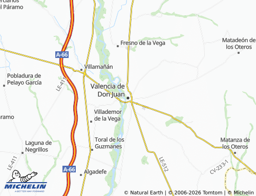 MICHELIN Valencia de Don Juan map - ViaMichelin