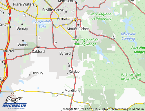 Mapa MICHELIN Byford - ViaMichelin