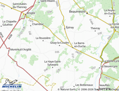 MICHELIN Gisay-la-Coudre map - ViaMichelin