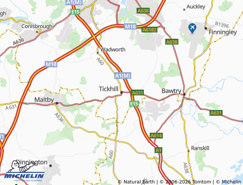 Carte MICHELIN Tickhill - ViaMichelin