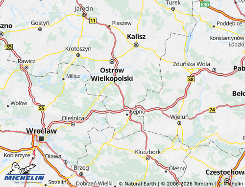 MICHELIN Ostrzeszowski map - ViaMichelin