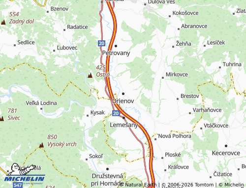 MICHELIN-Landkarte Drienov - ViaMichelin