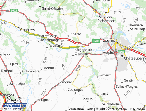 Mapa MICHELIN Salignac-sur-Charente - ViaMichelin