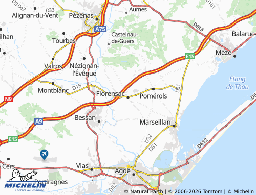 Mapa MICHELIN Florensac - ViaMichelin