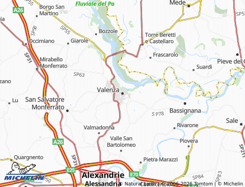 Mappa MICHELIN Valenza - ViaMichelin
