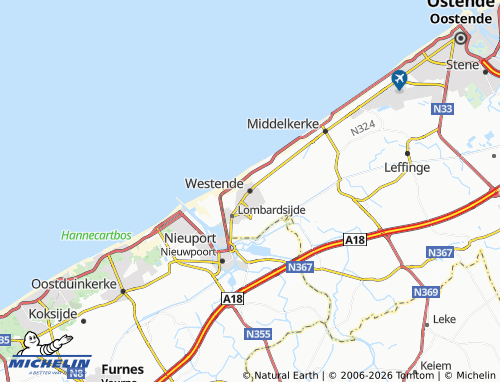 MICHELIN Westende map - ViaMichelin