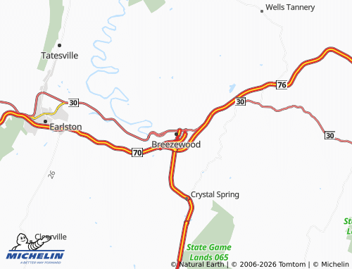 Carte MICHELIN Breezewood - ViaMichelin