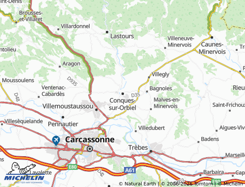 MICHELIN Conques-sur-Orbiel map - ViaMichelin