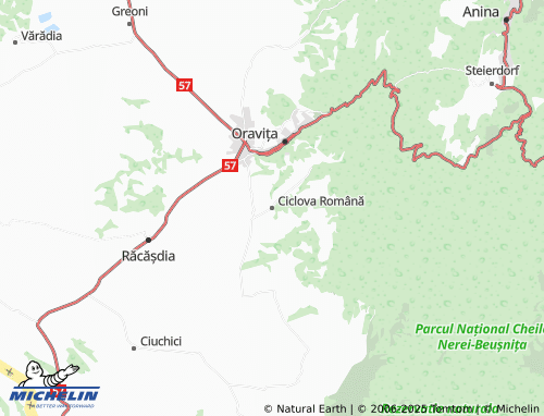 MICHELIN Ciclova Română map - ViaMichelin