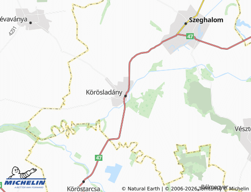 MICHELIN Körösladány map - ViaMichelin