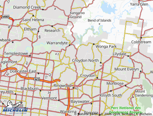 Mapa MICHELIN Warrandyte South - ViaMichelin