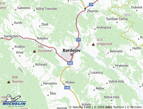 MICHELIN-Landkarte Bardejov - ViaMichelin