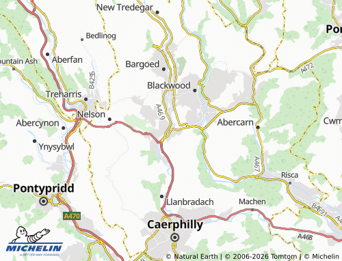 MICHELIN Maesycwmmer map - ViaMichelin