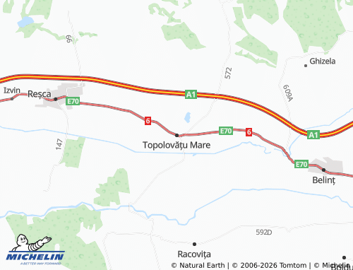 MICHELIN Topolovățu Mare map - ViaMichelin