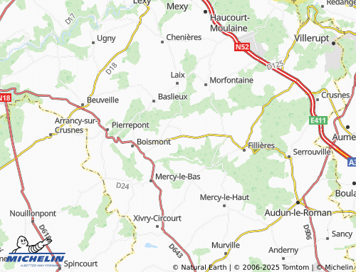 Carte MICHELIN Ville-au-Montois - ViaMichelin