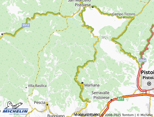 MICHELIN Serra Pistoiese map - ViaMichelin