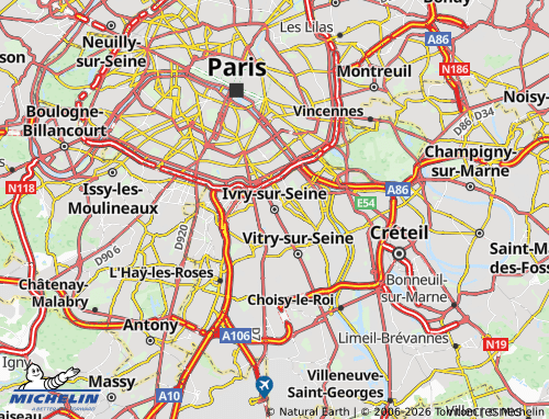 Mapa MICHELIN Ivry-sur-Seine - ViaMichelin