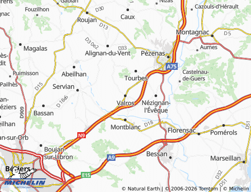 MICHELIN Valros map - ViaMichelin