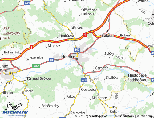 MICHELIN Hranice map - ViaMichelin