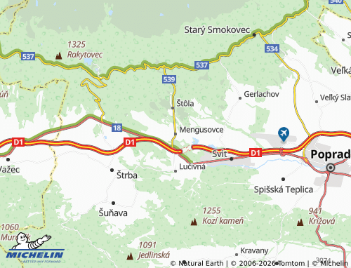 Carte MICHELIN Mengusovce - ViaMichelin