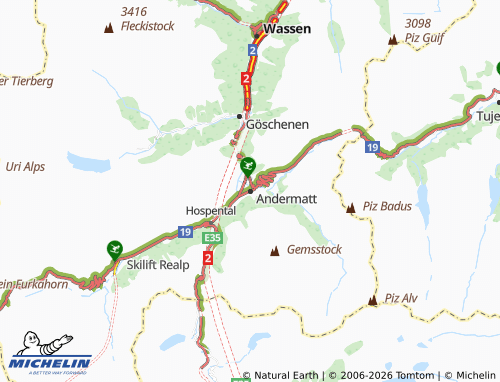 Mapa MICHELIN Andermatt - ViaMichelin